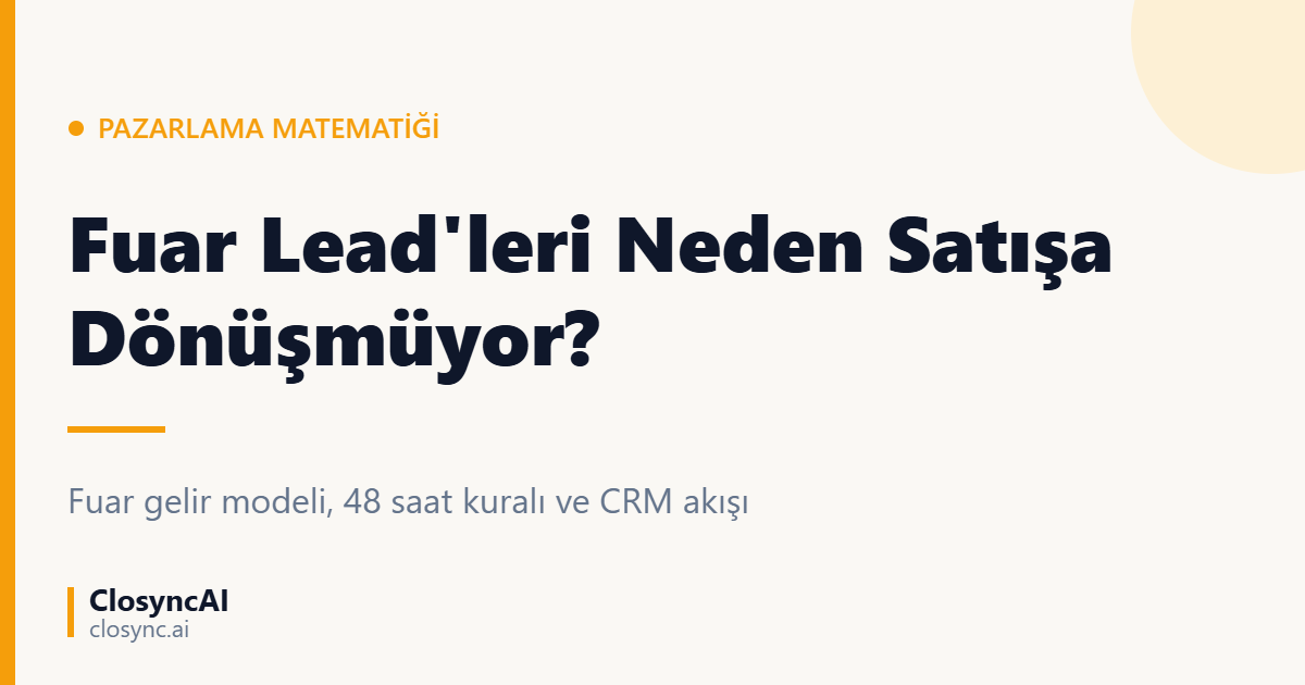 Fuardan Gelen Lead'ler Neden Satışa Dönüşmüyor?