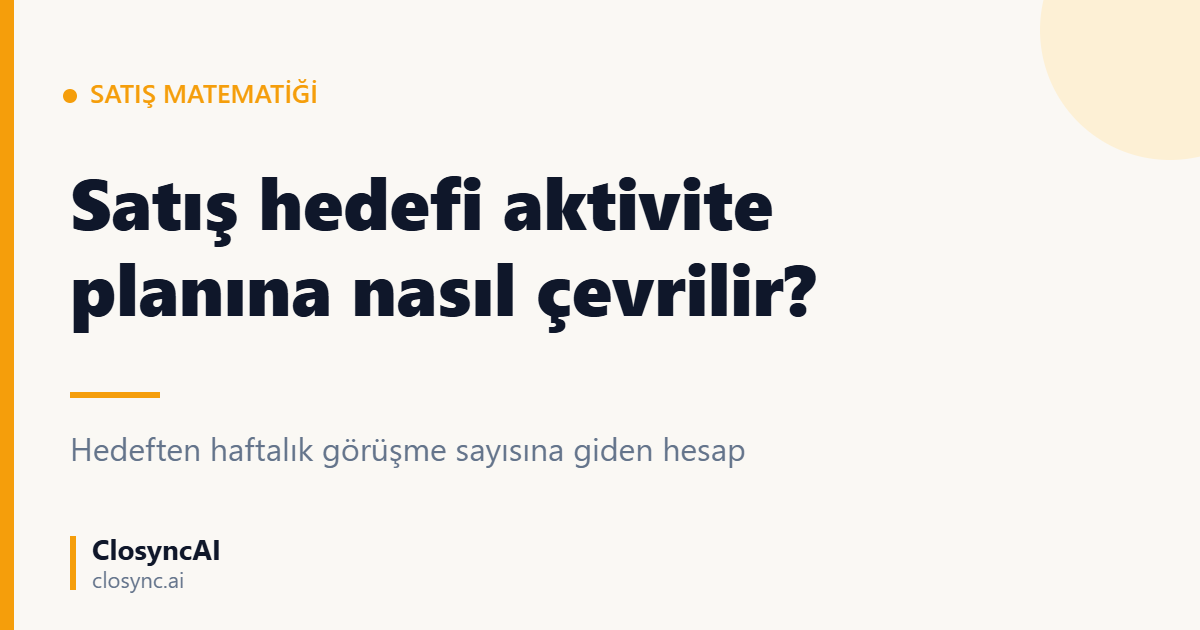 Satış hedefi aktivite planına nasıl çevrilir?