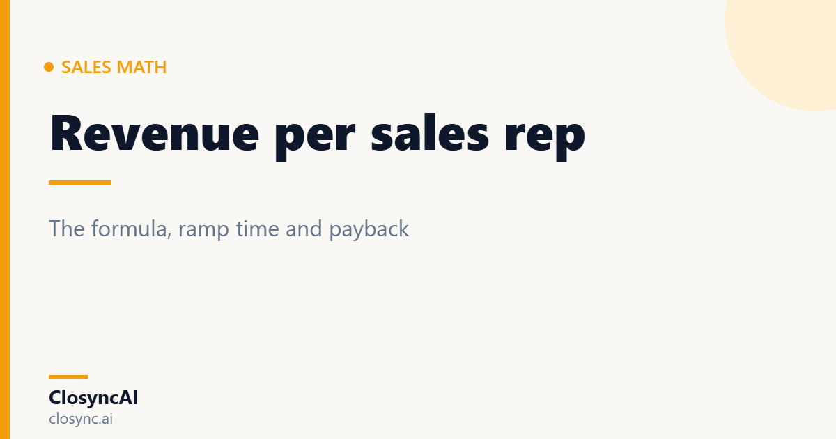 How to calculate revenue per sales rep